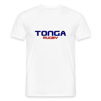 Tonga Rugby Logo - Pacifique - Polynésie - Mers du Sud - T-shirt homme - blanc - Devant - AI Model Male 178 dark (178cm)