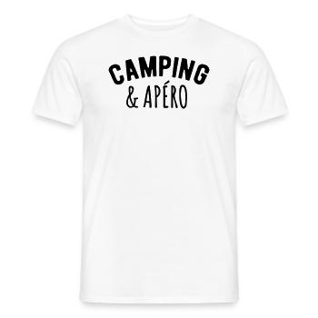 Camping et apéro - T-shirt homme - blanc - Devant - AI Model Male 178 dark (178cm)