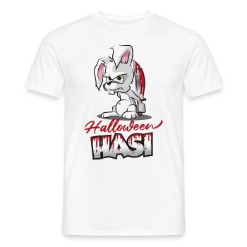 Lustiges Halloween Hasi Hase Kaninchen mit Messer - Männer T-Shirt - Weiß - Vorne - AI Model Male 178 dark (178cm)