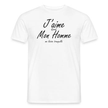 J'aime quand mon homme me laisse tranquille - T-shirt homme - blanc - Devant - AI Model Male 178 dark (178cm)