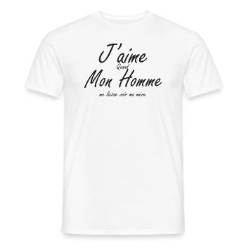 J'aime quand mon homme me laisse voir ma mère - T-shirt homme - blanc - Devant - AI Model Male 178 dark (178cm)
