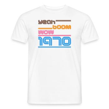 Année de naissance Chemise Retro oui Boom Wow 1970 - T-shirt homme - blanc - Devant - AI Model Male 178 dark (178cm)