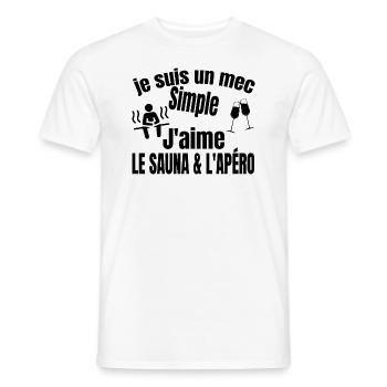 sauna et apéro - T-shirt homme - blanc - Devant - AI Model Male 178 dark (178cm)