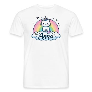 Anna Nom Prénom Chat licorne - T-shirt homme - blanc - Devant - AI Model Male 178 dark (178cm)