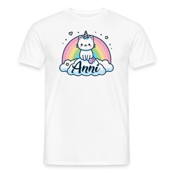 Anni Last name First name Unicorn cat - Men's T-Shirt - white - Front - AI Model Male 178 dark (178cm)