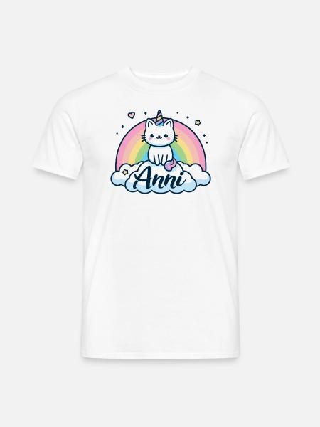 Anni Last name First name Unicorn cat - Men's T-Shirt - white