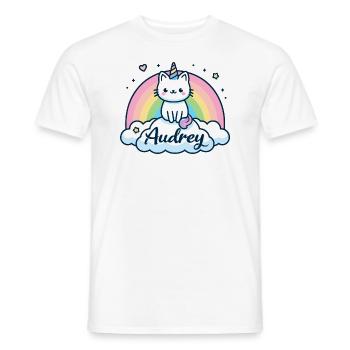 Audrey Name Vorname Einhornkatze - Männer T-Shirt - Weiß - Vorne - AI Model Male 178 dark (178cm)