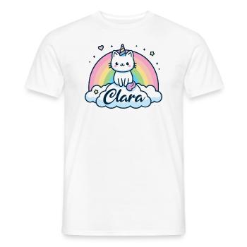 Clara Nom Prénom Licorne Chat - T-shirt homme - blanc - Devant - AI Model Male 178 dark (178cm)