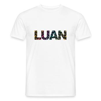 LUAN - Beautiful boy name with cute dinosaurs - Men's T-Shirt - white - Front - AI Model Male 178 dark (178cm)