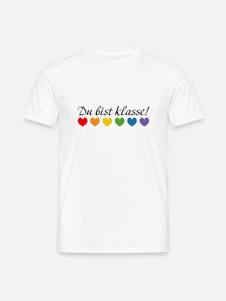 Regenbogenherzchen du bist klasse - Männer T-Shirt - Weiß