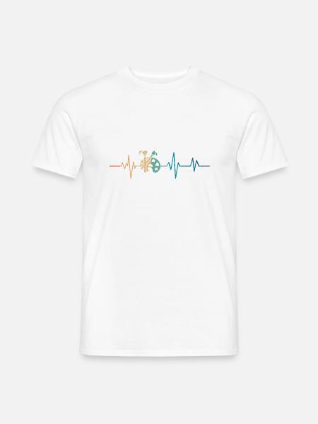 Retro Heartbeat Malerpalette - Männer T-Shirt - Weiß
