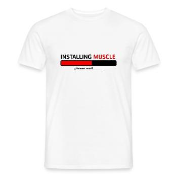 INSTALLING MUSCLE PLEASE WAIT..... - Men's T-Shirt - white - Front - AI Model Male 178 dark (178cm)