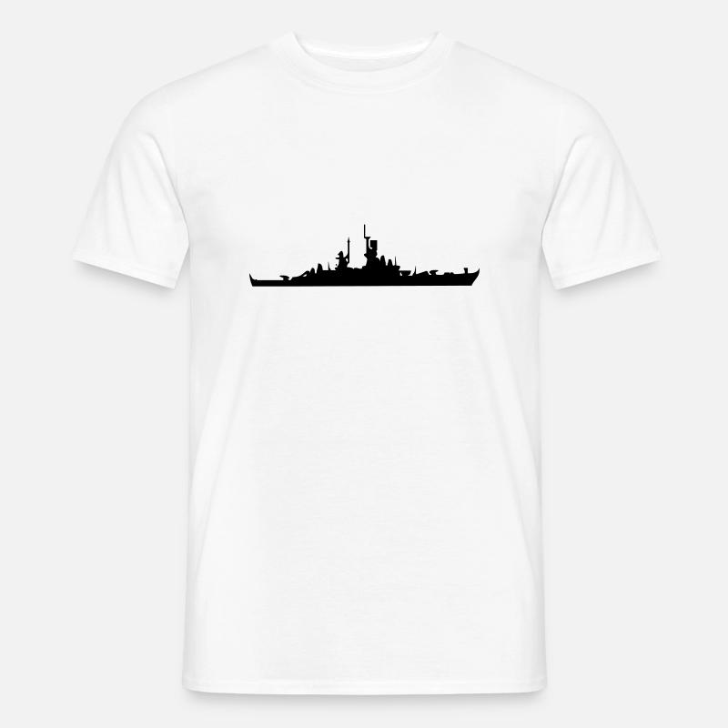 Vector Navy warship Silhouette - Men's T-Shirt - white