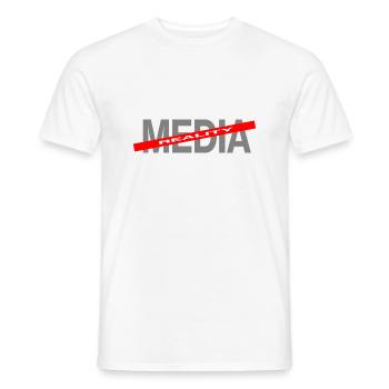 Reality over media - Men's T-Shirt - white - Front - AI Model Male 178 dark (178cm)