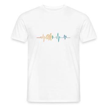 Battement de coeur rétro tortue marine - T-shirt homme - blanc - Devant - AI Model Male 178 dark (178cm)