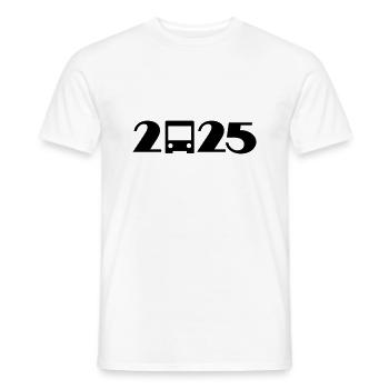 Bus, Voyage, Vacances, Voyage scolaire 2025 - T-shirt homme - blanc - Devant - AI Model Male 178 dark (178cm)