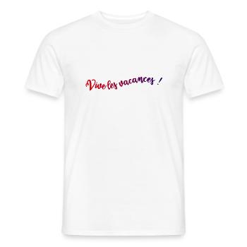 VIVE LES VACANCES. VACANCES. BONNES VACANCES - T-shirt homme - blanc - Devant - AI Model Male 178 dark (178cm)