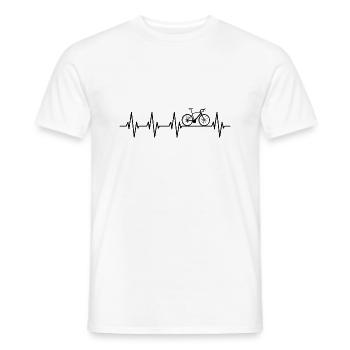 Heartbeat Bike Mountain Bike Pulse Road Bike - Men's T-Shirt - white - Front - AI Model Male 178 dark (178cm)