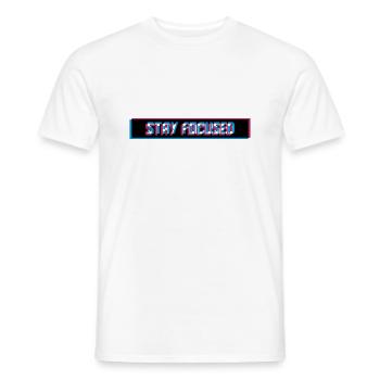 stay focused 3d blurred logo red bar of the - Men's T-Shirt - white - Front - AI Model Male 178 dark (178cm)