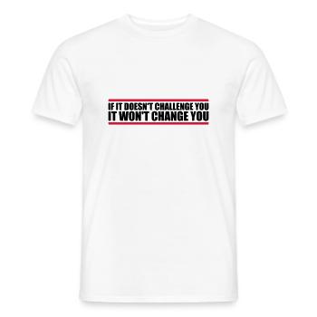 Séance d’entraînement Fitness Motivation Citation - T-shirt homme - blanc - Devant - AI Model Male 178 dark (178cm)