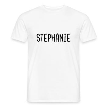 Stephanie Nom personnalisé Police Texte Anniversaire - T-shirt homme - blanc - Devant - AI Model Male 178 dark (178cm)