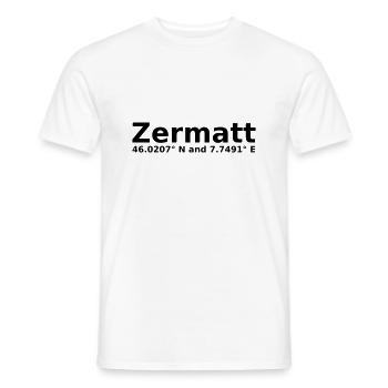 Zermatt - mit Geo Koordinaten Waagrecht - Männer T-Shirt - Weiß - Vorne - AI Model Male 178 dark (178cm)