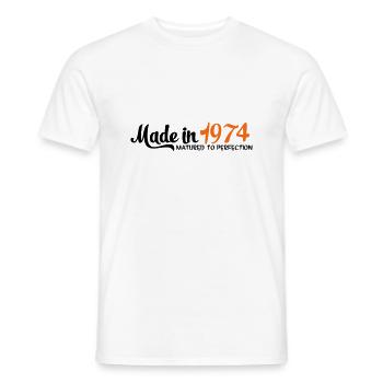 1974 - Men's T-Shirt - white - Front - AI Model Male 178 dark (178cm)