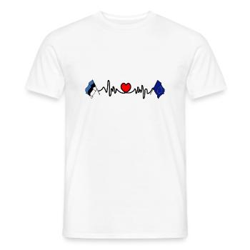 Cardio cardiaque Drapeau Estonie, Europe - T-shirt homme - blanc - Devant - AI Model Male 178 dark (178cm)
