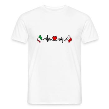 Cardio Cœur avec Drapeau Italie, Malte - T-shirt homme - blanc - Devant - AI Model Male 178 dark (178cm)