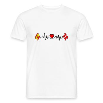 Cardio heart with Flag Spain, Denmark - Men's T-Shirt - white - Front - AI Model Male 178 dark (178cm)