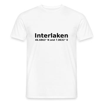 Interlaken - avec coordonnées géographiques horizontales - T-shirt homme - blanc - Devant - AI Model Male 178 dark (178cm)