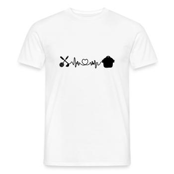 Kitchen cardio with heart pan and sleef and colander - Men's T-Shirt - white - Front - AI Model Male 178 dark (178cm)
