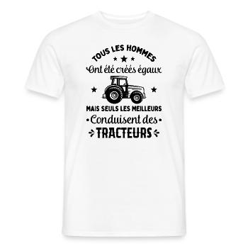 Les Meilleurs Conduisent Des Tracteurs - T-shirt homme - blanc - Devant - AI Model Male 178 dark (178cm)