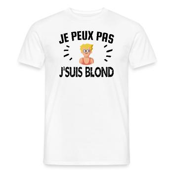 je peux pas je suis blond - T-shirt homme - blanc - Devant - AI Model Male 178 dark (178cm)