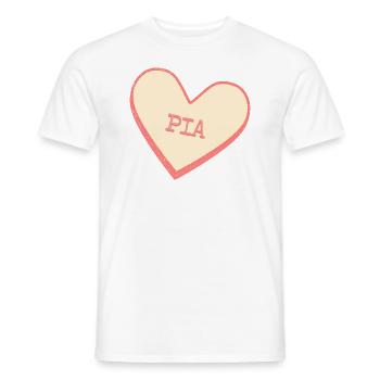 Pia Surname First Name Pink Sugar Heart - Men's T-Shirt - white - Front - AI Model Male 178 dark (178cm)
