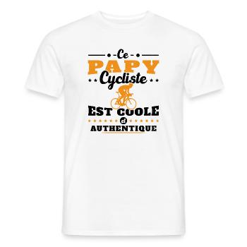 Ce papy cycliste est coole et authentique - T-shirt homme - blanc - Devant - AI Model Male 178 dark (178cm)