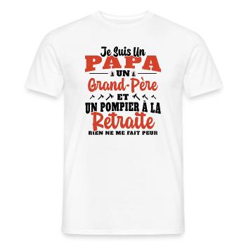 Cadeau de retraite drôle pour grand père pompier - T-shirt homme - blanc - Devant - AI Model Male 178 dark (178cm)