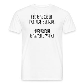 arrête de boire - T-shirt homme - blanc - Devant - AI Model Male 178 dark (178cm)