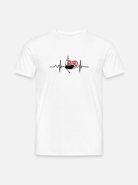 Dudelsack Herzschlag Puls EKG Dudelsackspieler Sac - Männer T-Shirt - Weiß