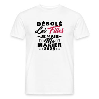 Désolé les filles je vais me marier 2025 - T-shirt homme - blanc - Devant - AI Model Male 178 dark (178cm)