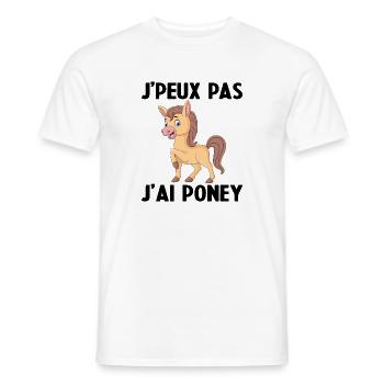 Je Peux Pas J'ai Poney - T-shirt homme - blanc - Devant - AI Model Male 178 dark (178cm)