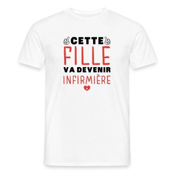fille va devenir infirmière - Future infirmière - T-shirt homme - blanc - Devant - AI Model Male 178 dark (178cm)