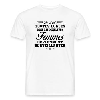 Meilleures femmes deviennent Surveillantes humour - T-shirt homme - blanc - Devant - AI Model Male 178 dark (178cm)