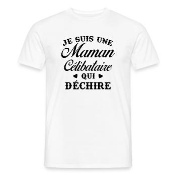 Femme Maman célibataire qui déchire - T-shirt homme - blanc - Devant - AI Model Male 178 dark (178cm)