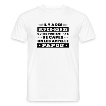 Papou super héros cadeau grand-père - T-shirt homme - blanc - Devant - AI Model Male 178 dark (178cm)