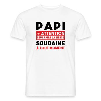 Papi Peut Faire La Sieste Soudaine Grand Pères - T-shirt homme - blanc - Devant - AI Model Male 178 dark (178cm)