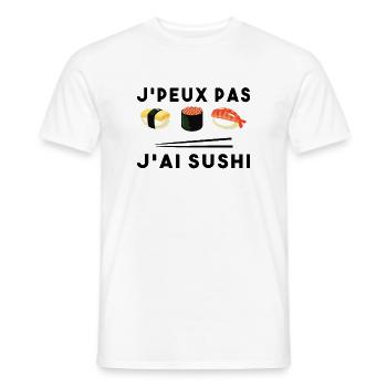 Je peux pas J'ai Sushi Humour Cadeau Drôle Sushis - T-shirt homme - blanc - Devant - AI Model Male 178 dark (178cm)