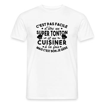 Super Tonton et un Cuisinier Cadeau Humour - T-shirt homme - blanc - Devant - AI Model Male 178 dark (178cm)