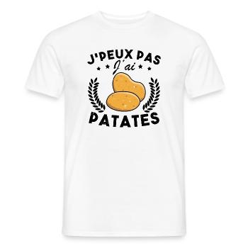 J'peux pas j'ai Patates Cadeau Jardinier Humour - T-shirt homme - blanc - Devant - AI Model Male 178 dark (178cm)