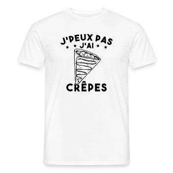 J'peux Pas J'ai Crêpes Cadeau Humour Drole - T-shirt homme - blanc - Devant - AI Model Male 178 dark (178cm)